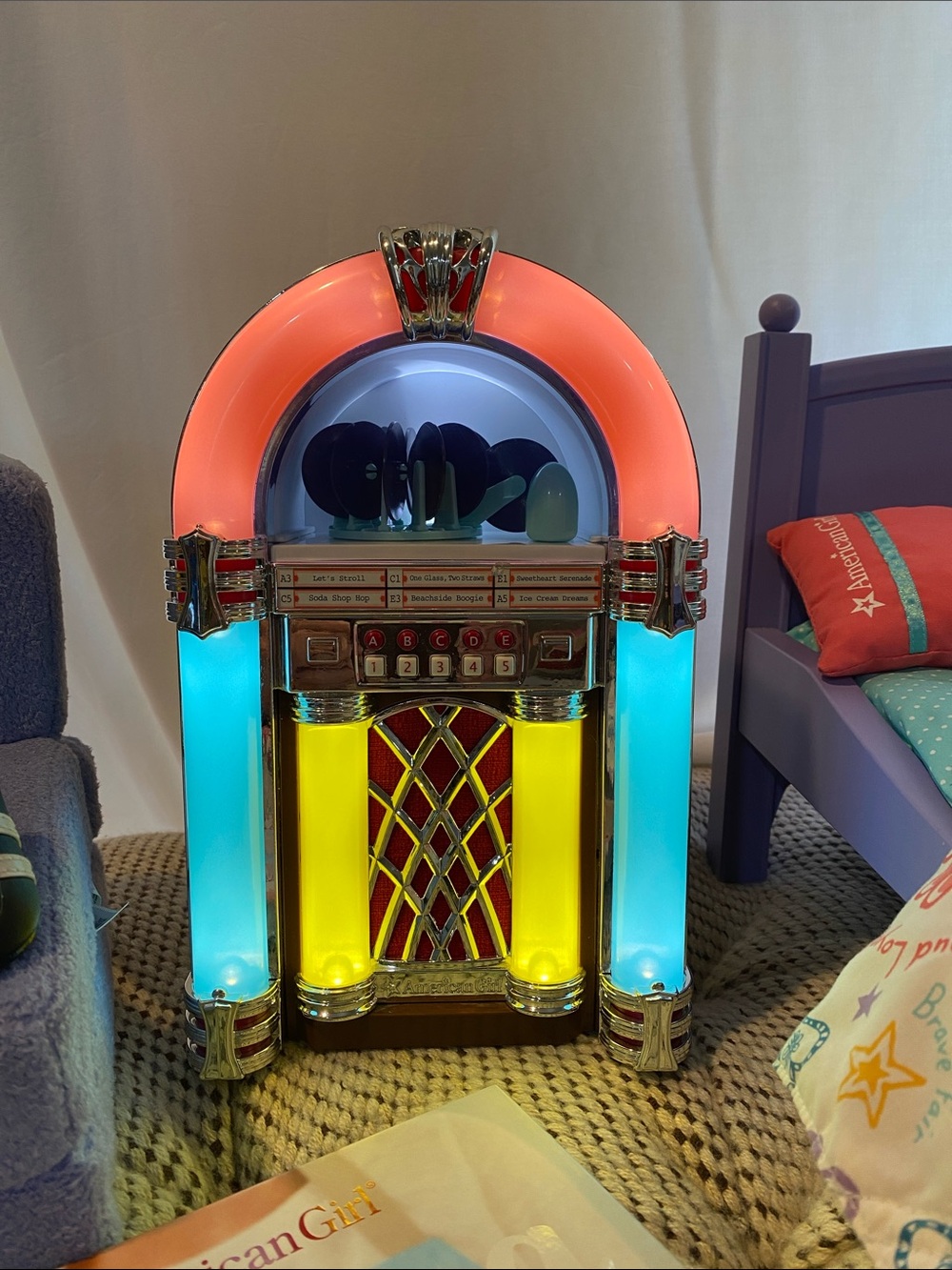 American Girl Retro Jukebox Light - Pink, Blue, Yellow Big Bundle!